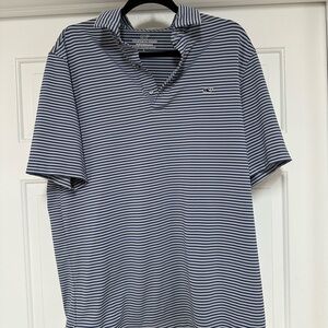 Vineyard Vines Men's Blue Striped Polo Shirt